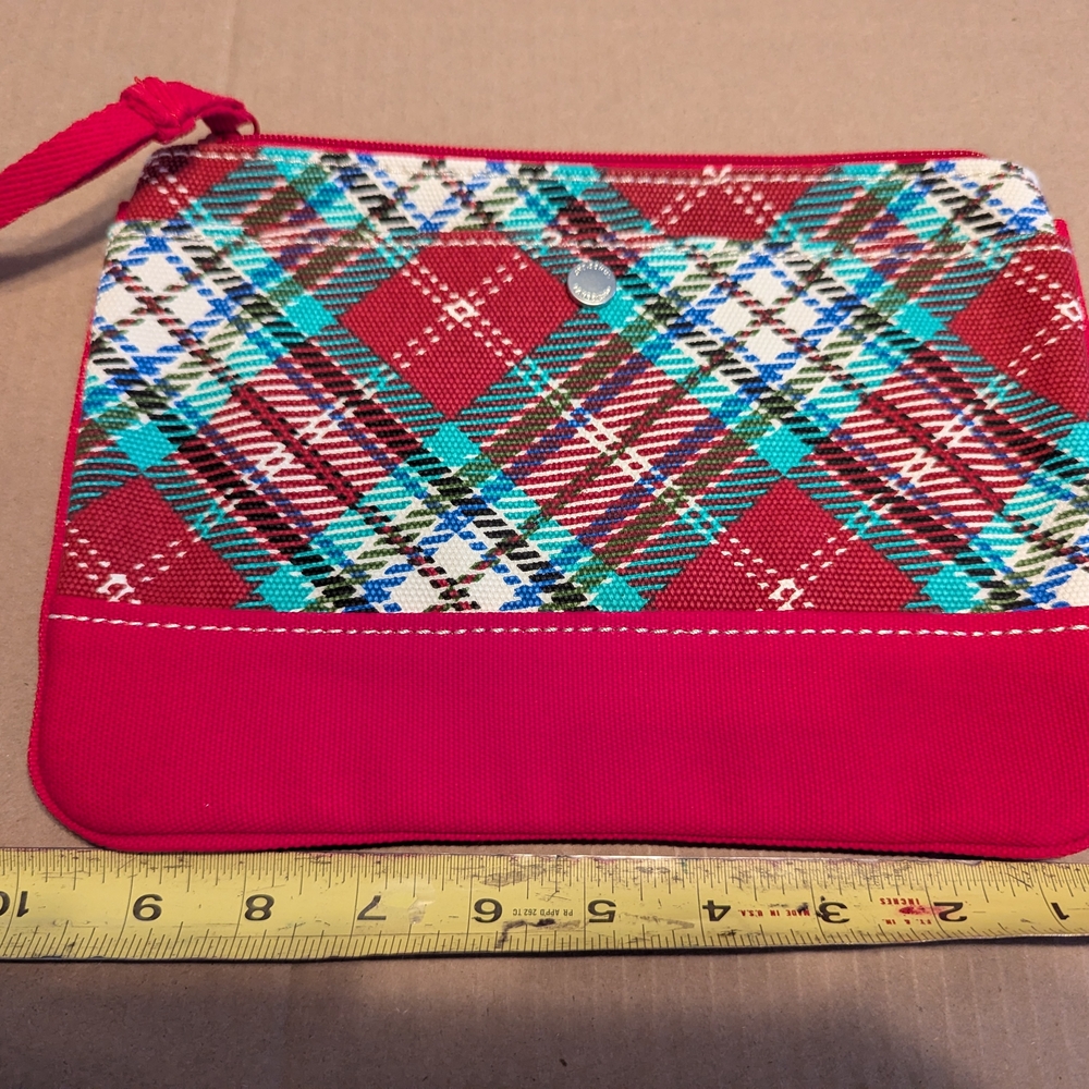 Lands' End Red Plaid Pouch